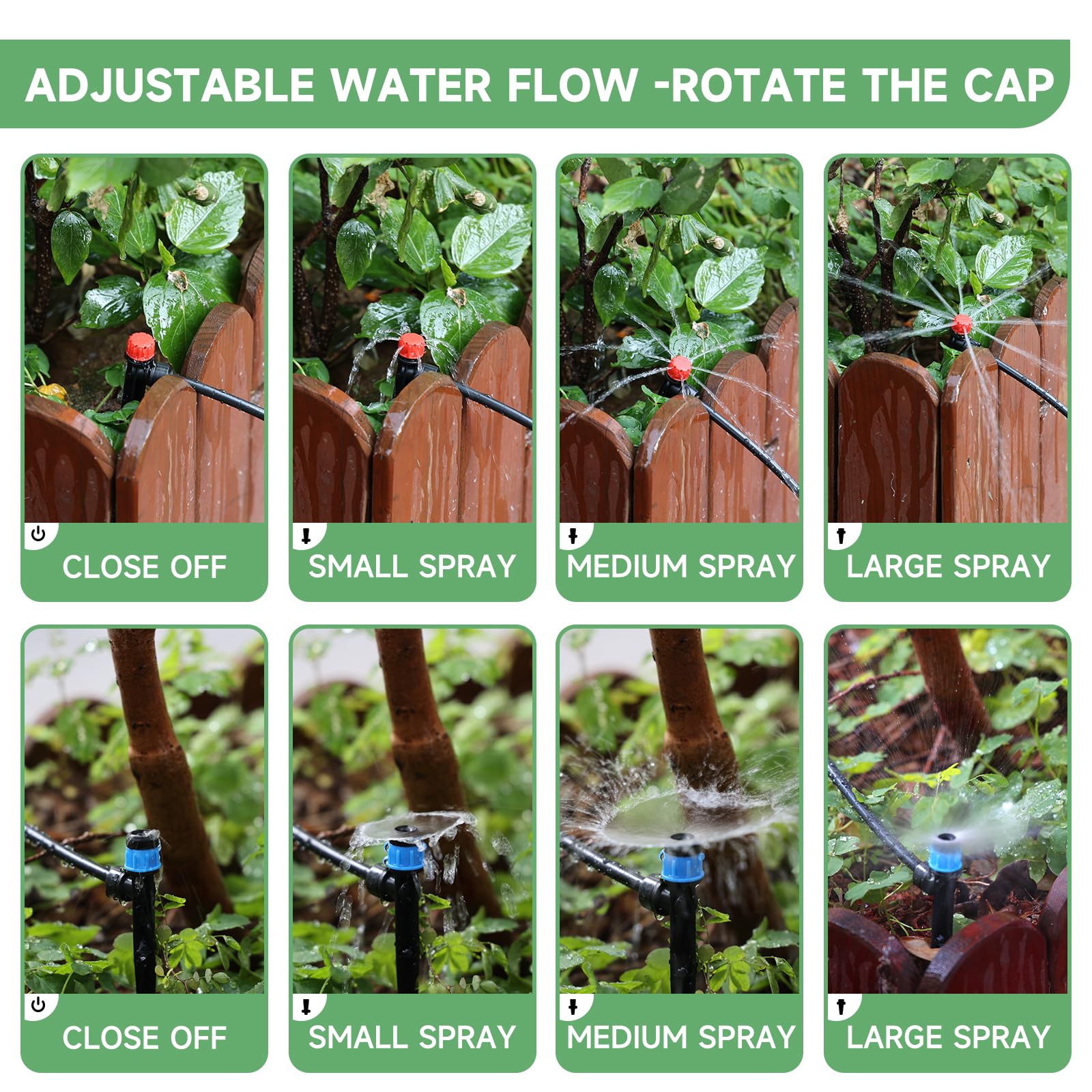 Riboud irrigation system in a garden setting