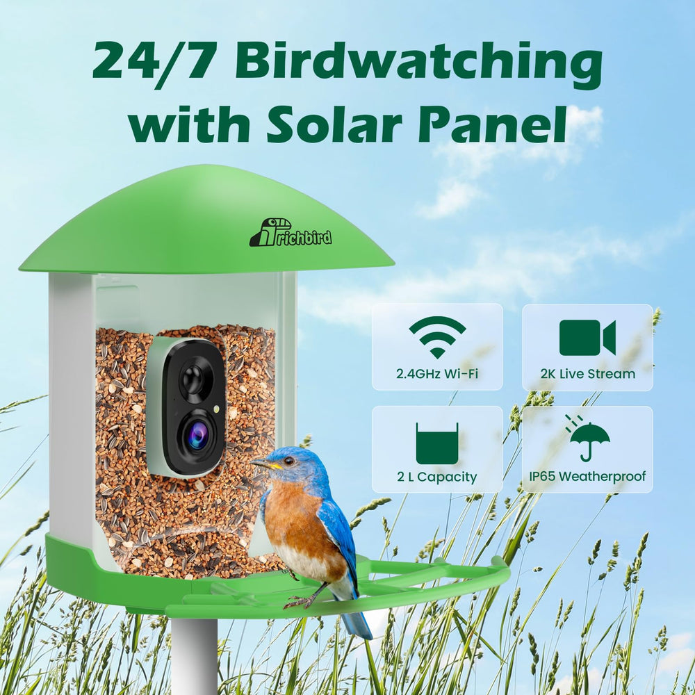 RichBird Bird Feeder with Camera, side view