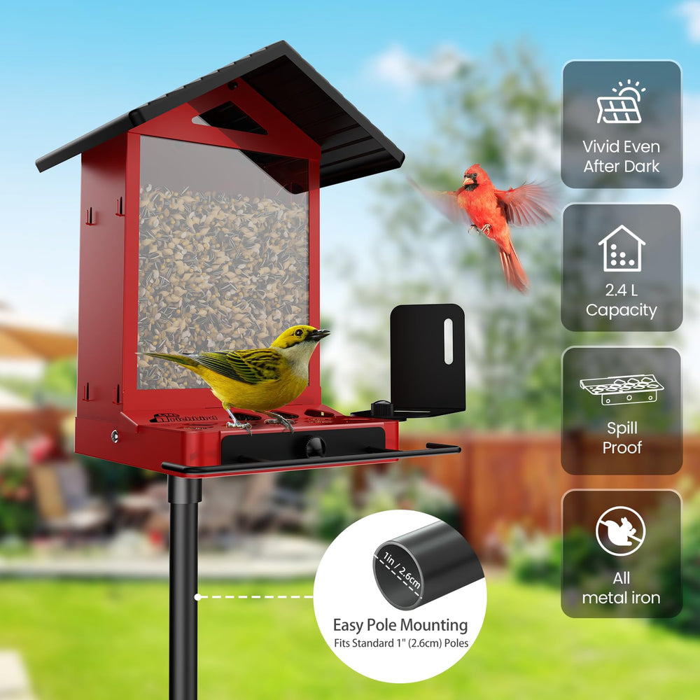RichBird Smart Bird Feeder white metal body close-up