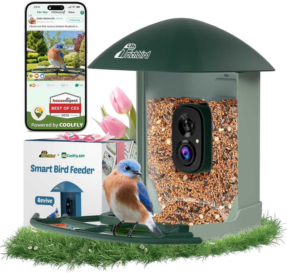 RichBird Smart Bird Feeder with 2.5K HD camera front view