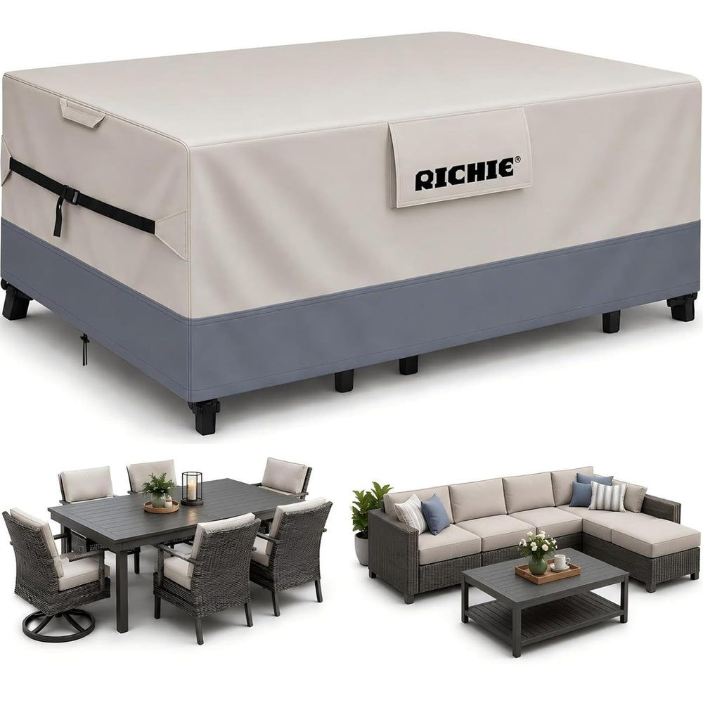 RICHIE Outdoor Patio Furniture Cover front view with grey fabric