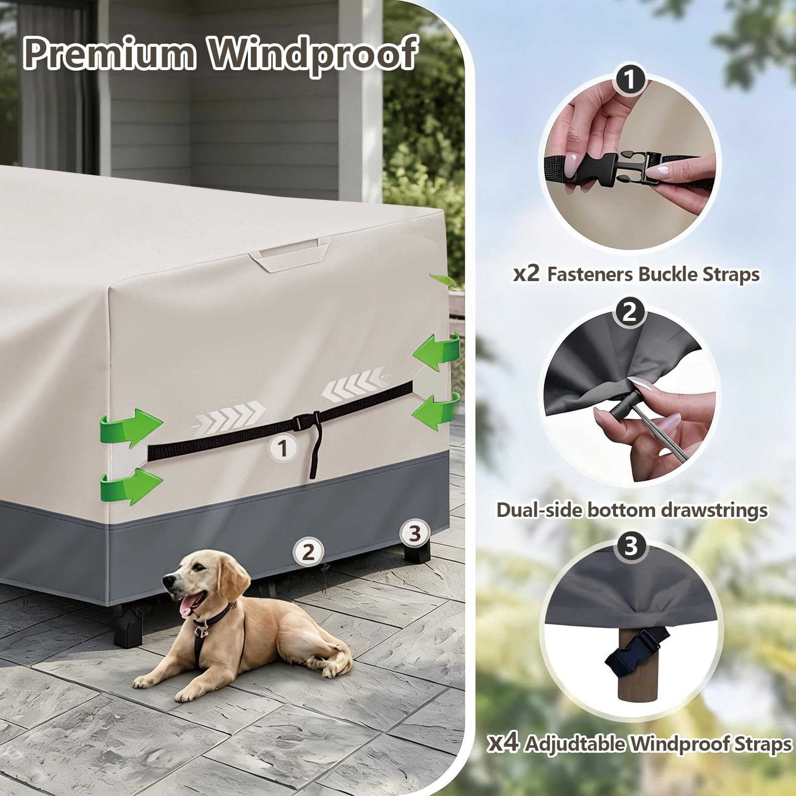 RICHIE patio furniture cover with large air vents