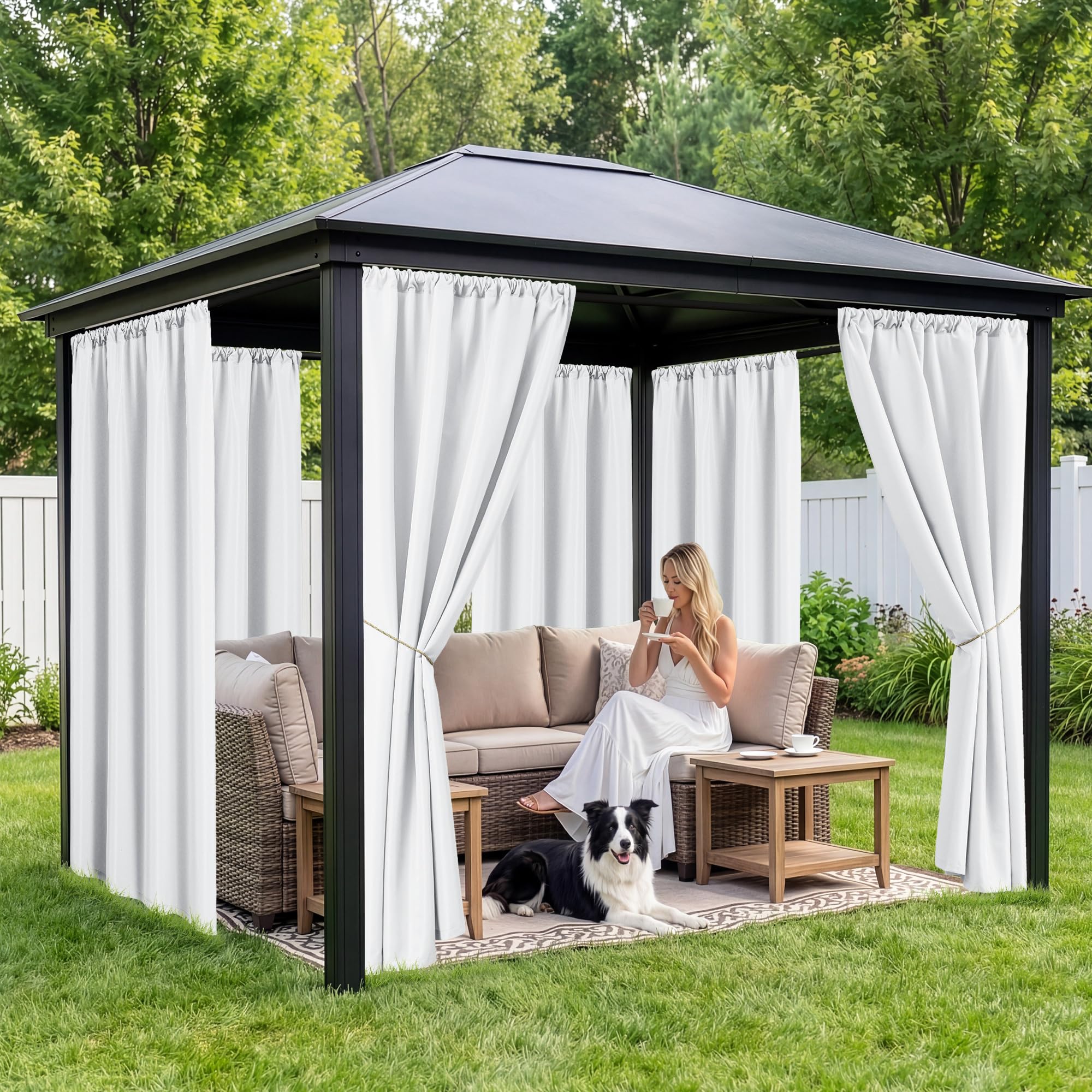 RichSets Outdoor Curtain in a garden setting