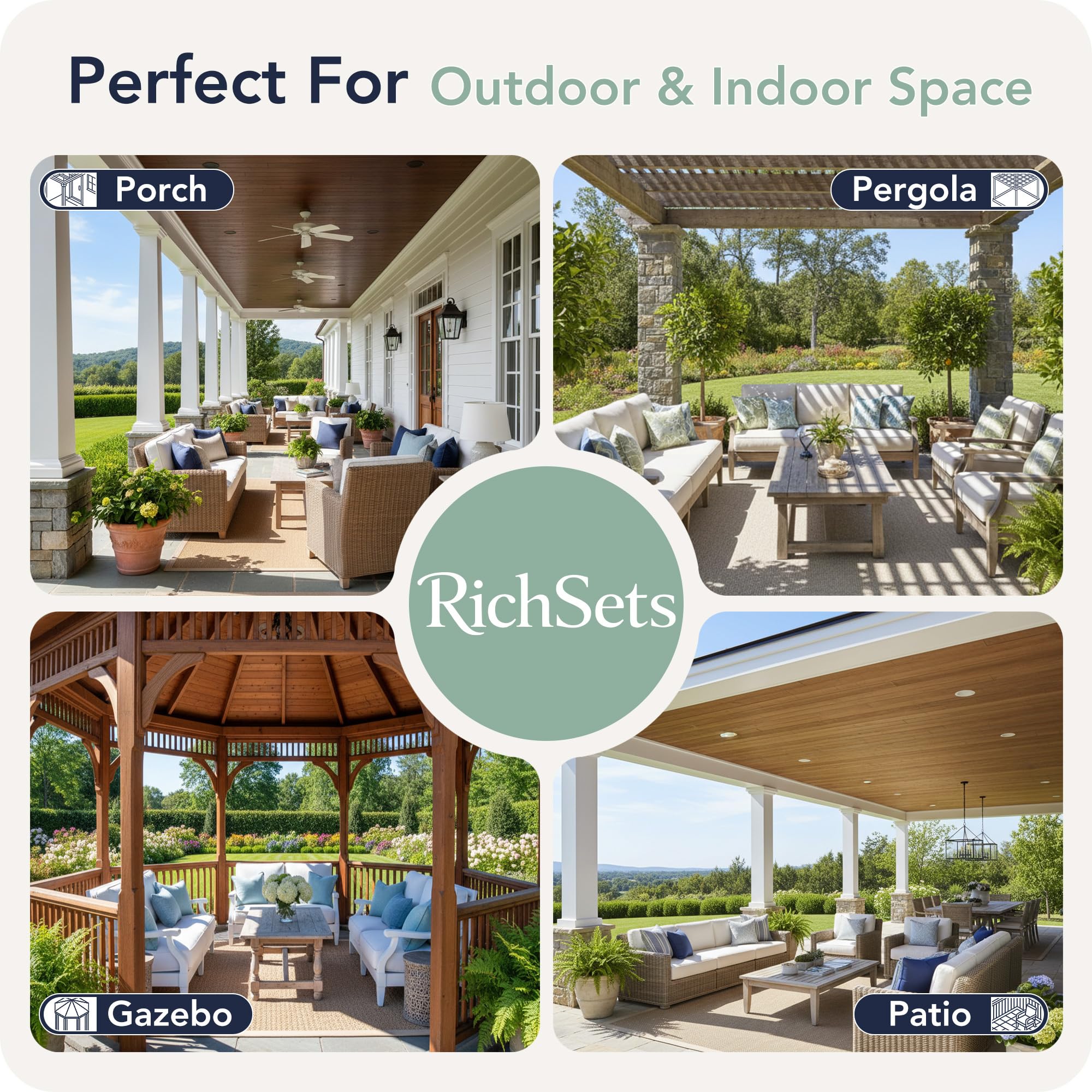 RichSets Outdoor Curtain in use on a balcony
