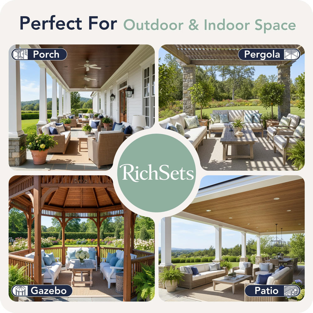 RichSets Outdoor Curtain in use on a balcony