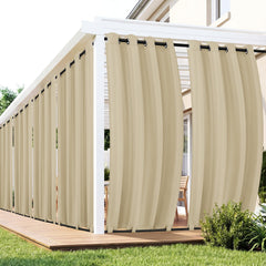 RichSets Outdoor Curtains 6 panels in cream colour, front view