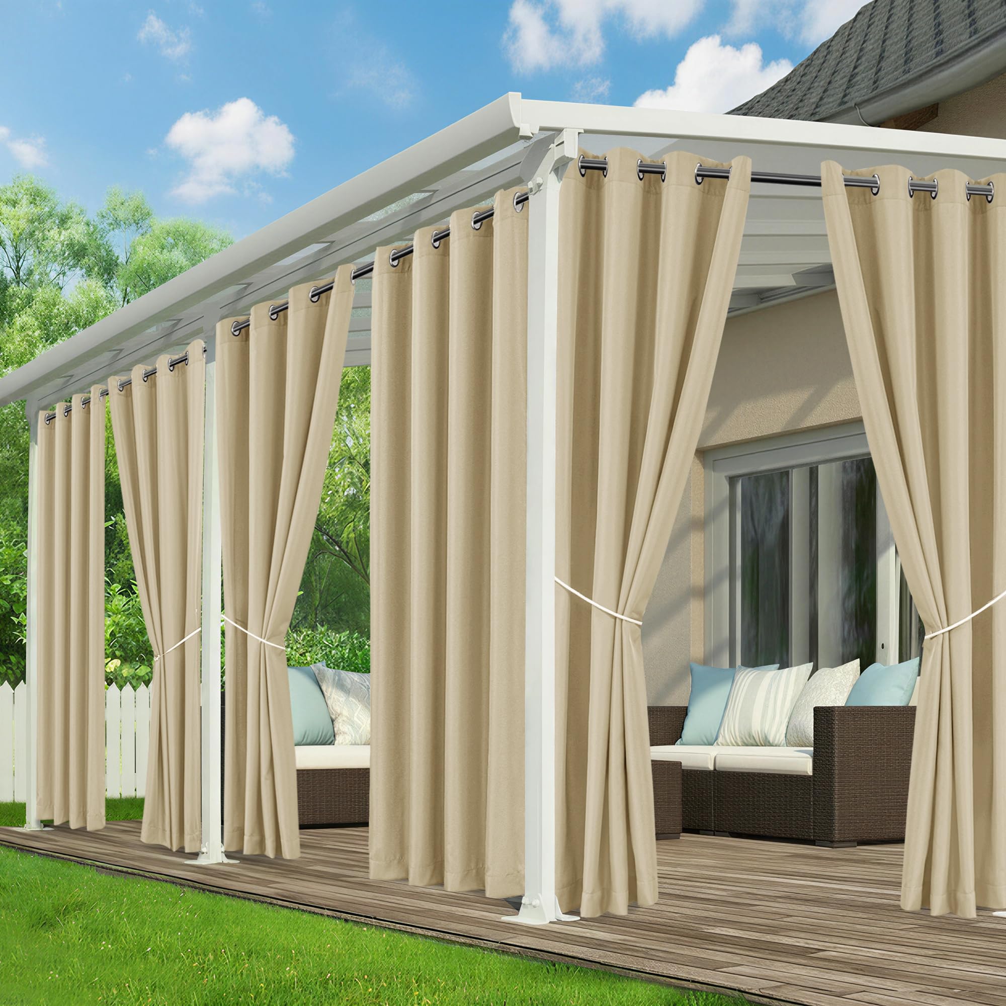 RichSets Outdoor Curtains cream colour front view