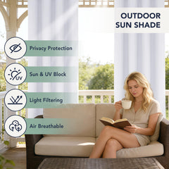 RichSets outdoor curtains white, close-up of fabric texture
