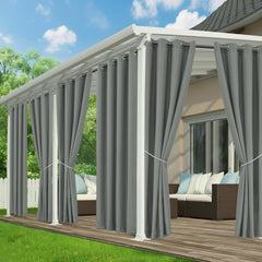 RichSets patio curtains grey front view with grommets