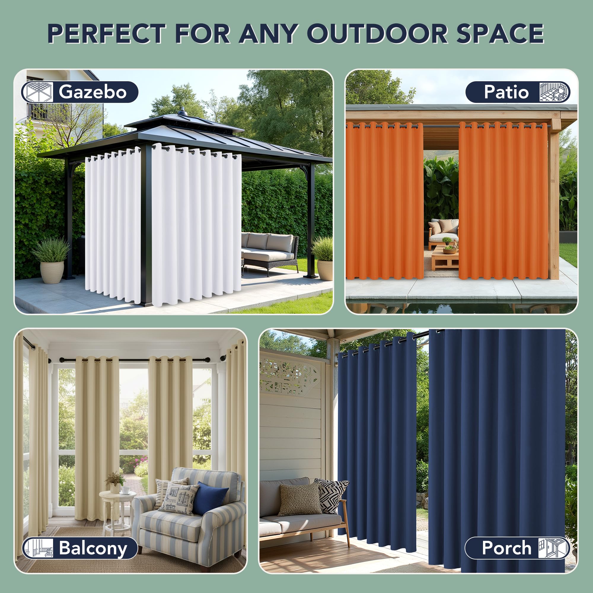 RichSets Patio Curtains Outdoor Waterproof side view