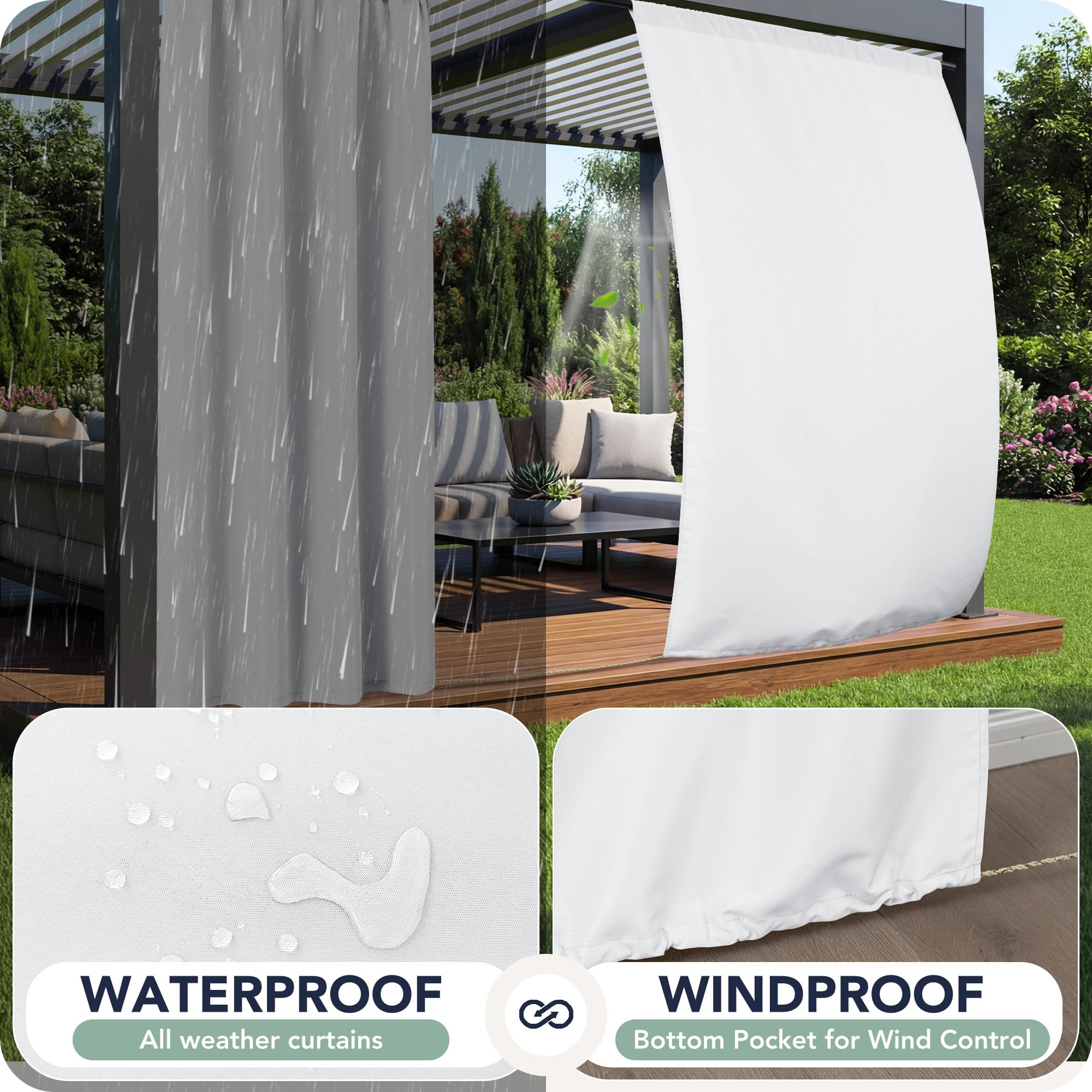 RichSets White Outdoor Curtain details close-up