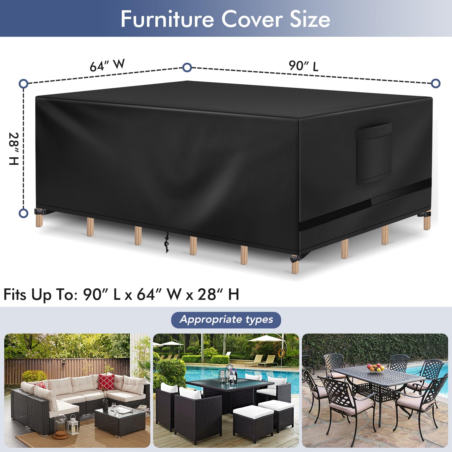 Richwon Patio Furniture Cover side view showing handles