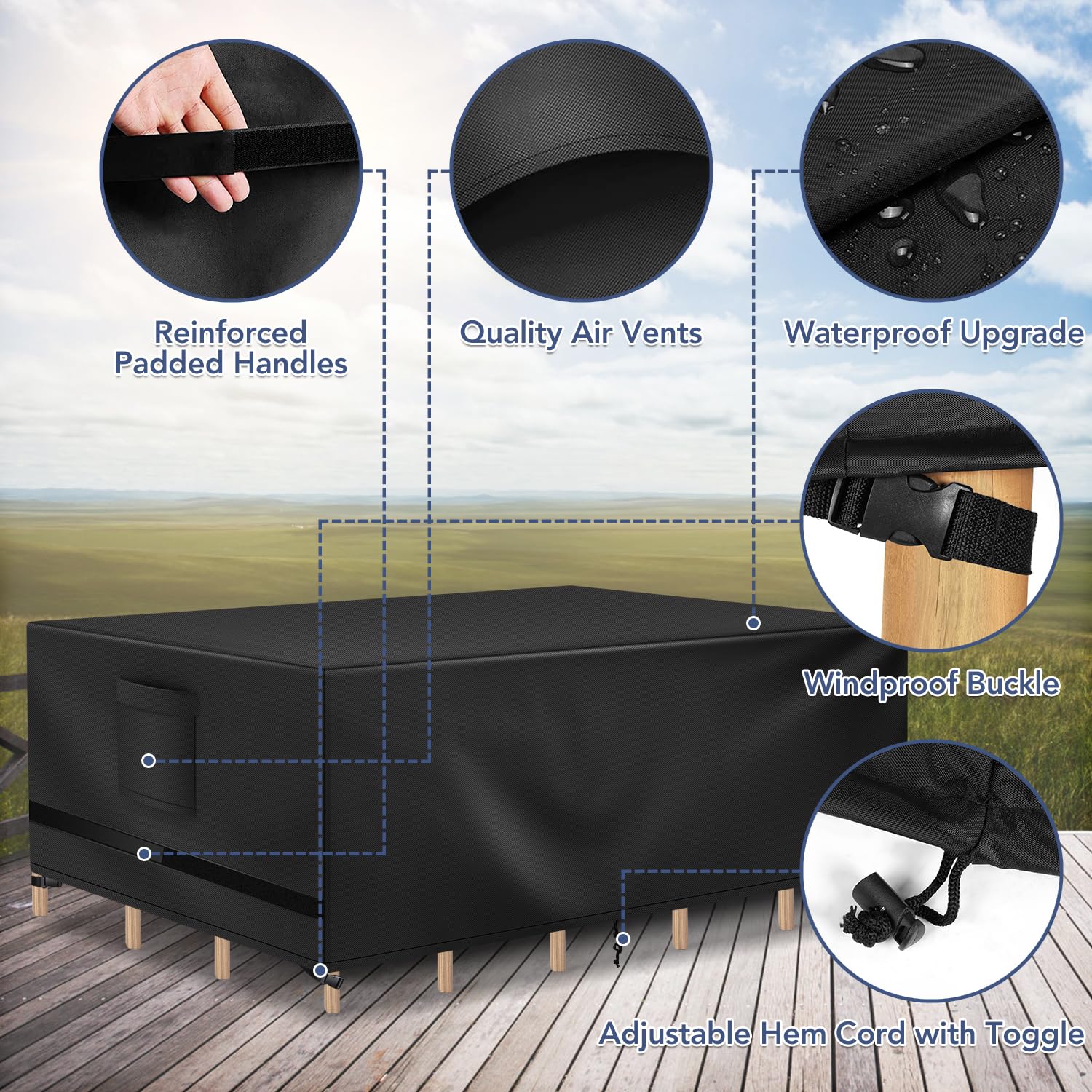 Richwon Patio Furniture Cover with mesh vents on the side