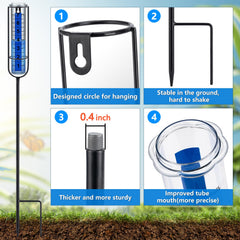 Ricihene rain gauge with adjustable support pole