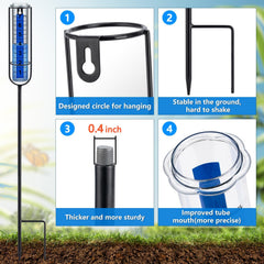 Ricihene rain gauge with metal stake and foot pedal design