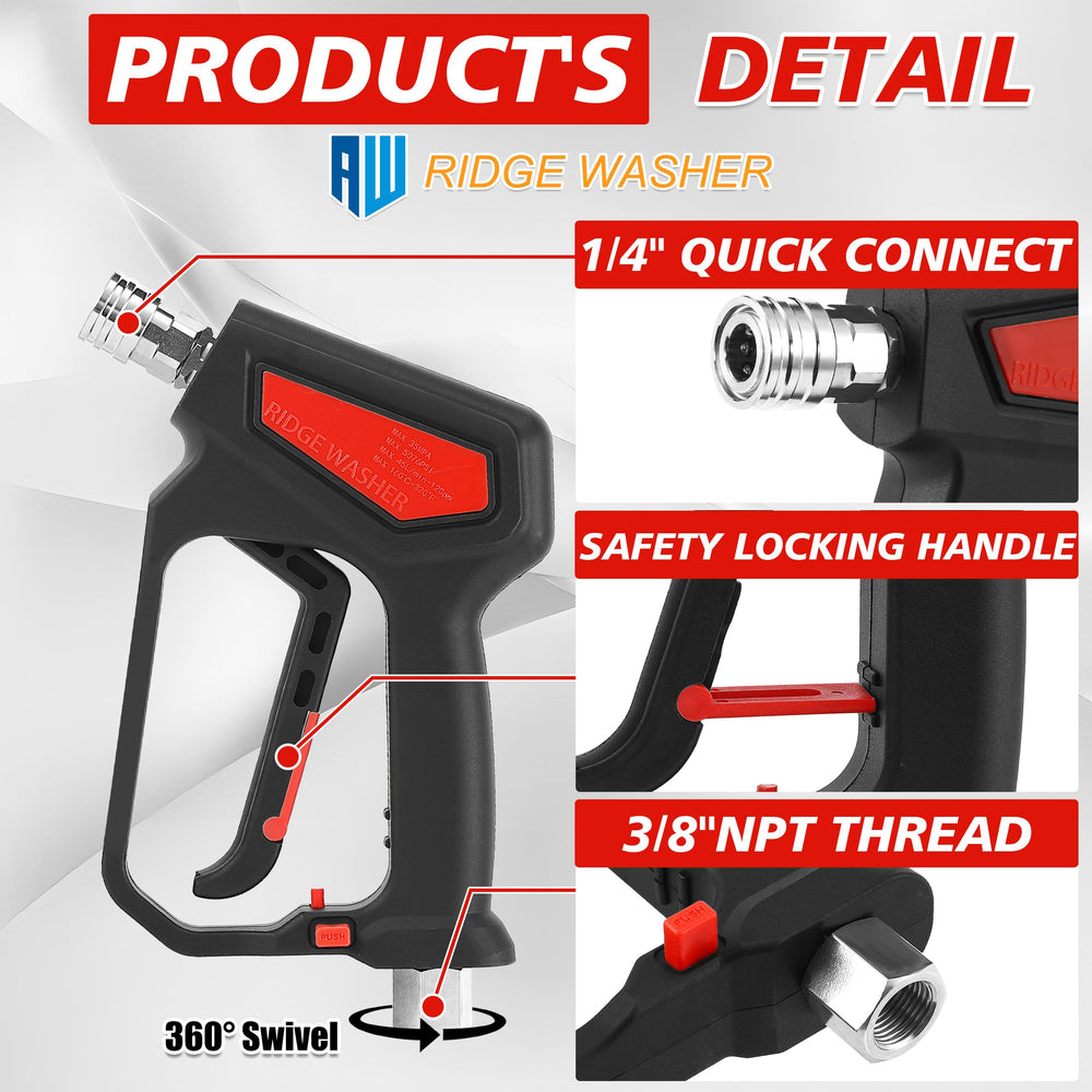 RIDGE WASHER Pressure Washer Gun side view showing locking handle
