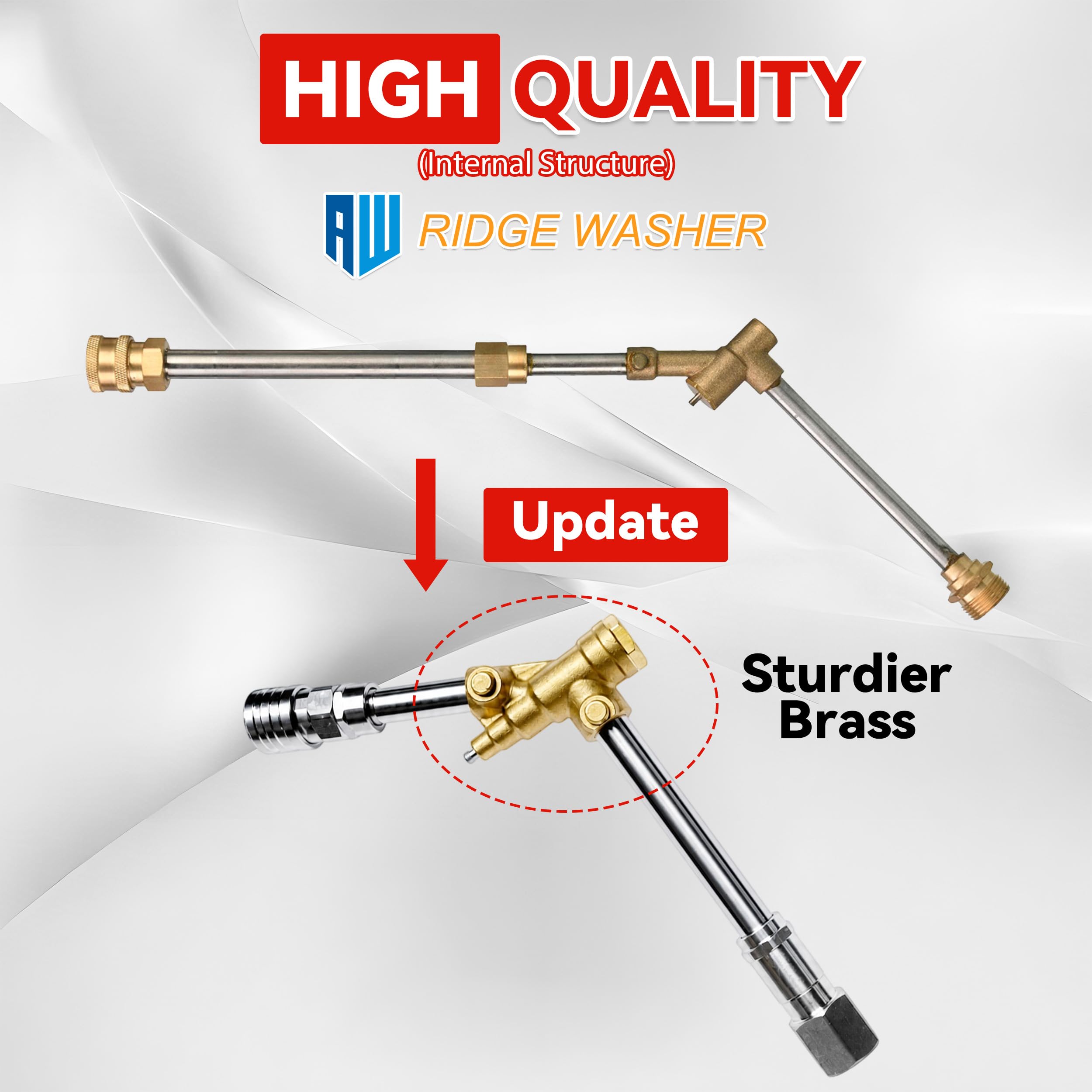 RIDGE WASHER Pressure Washer Gun with various attachments laid out