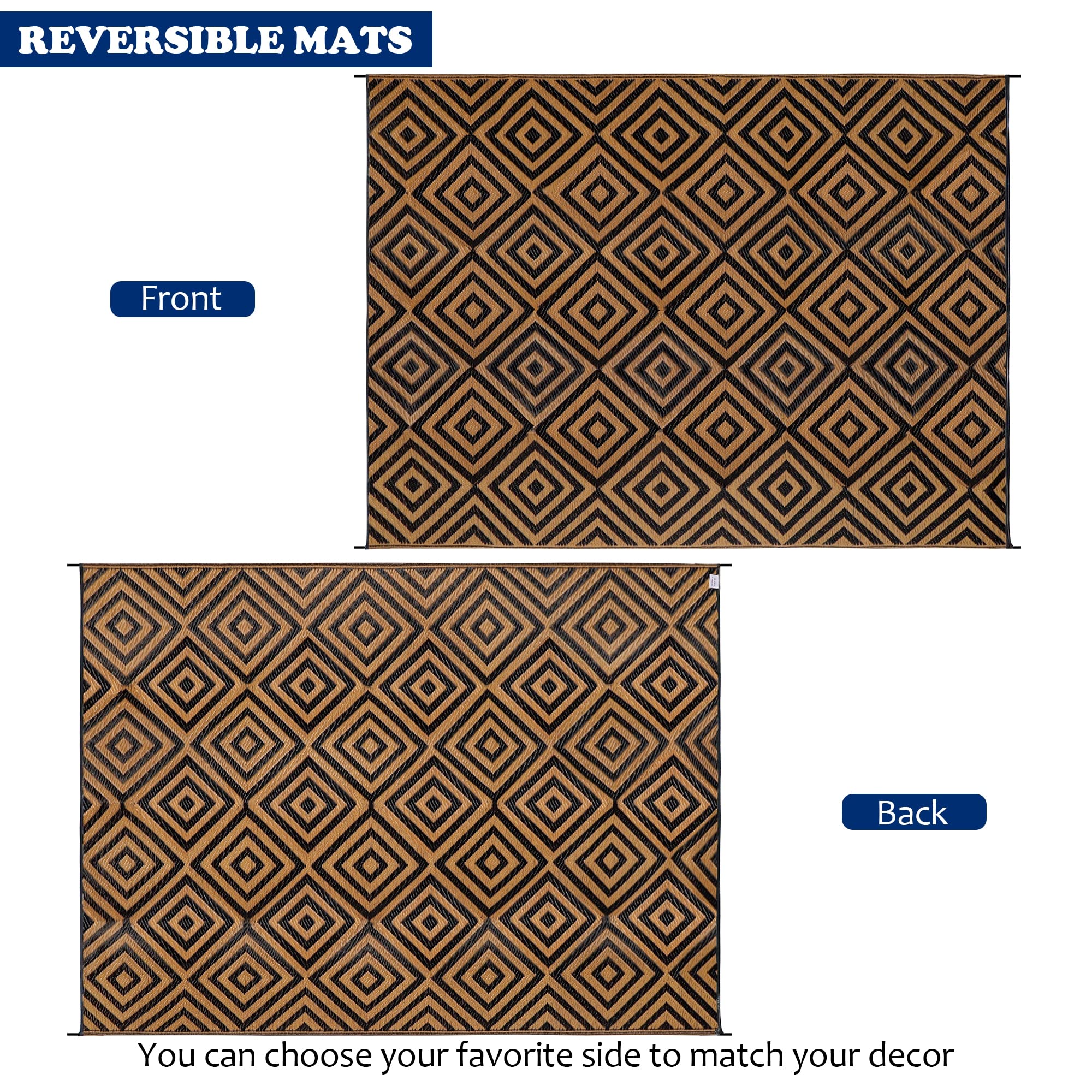 Ridota Outdoor Rug folded in carrying bag for transport