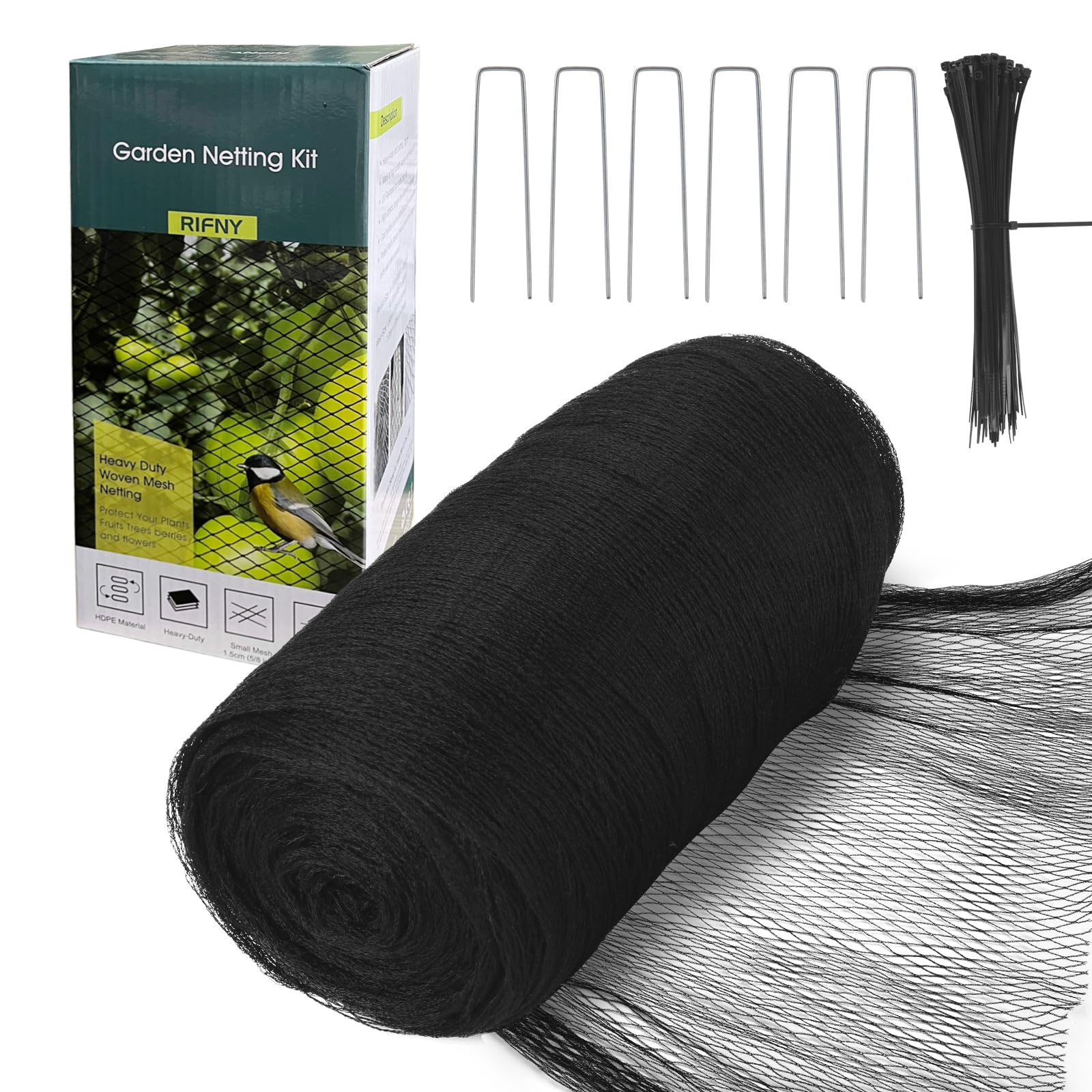 RIFNY Bird Netting 13 x 40 FT black mesh front view