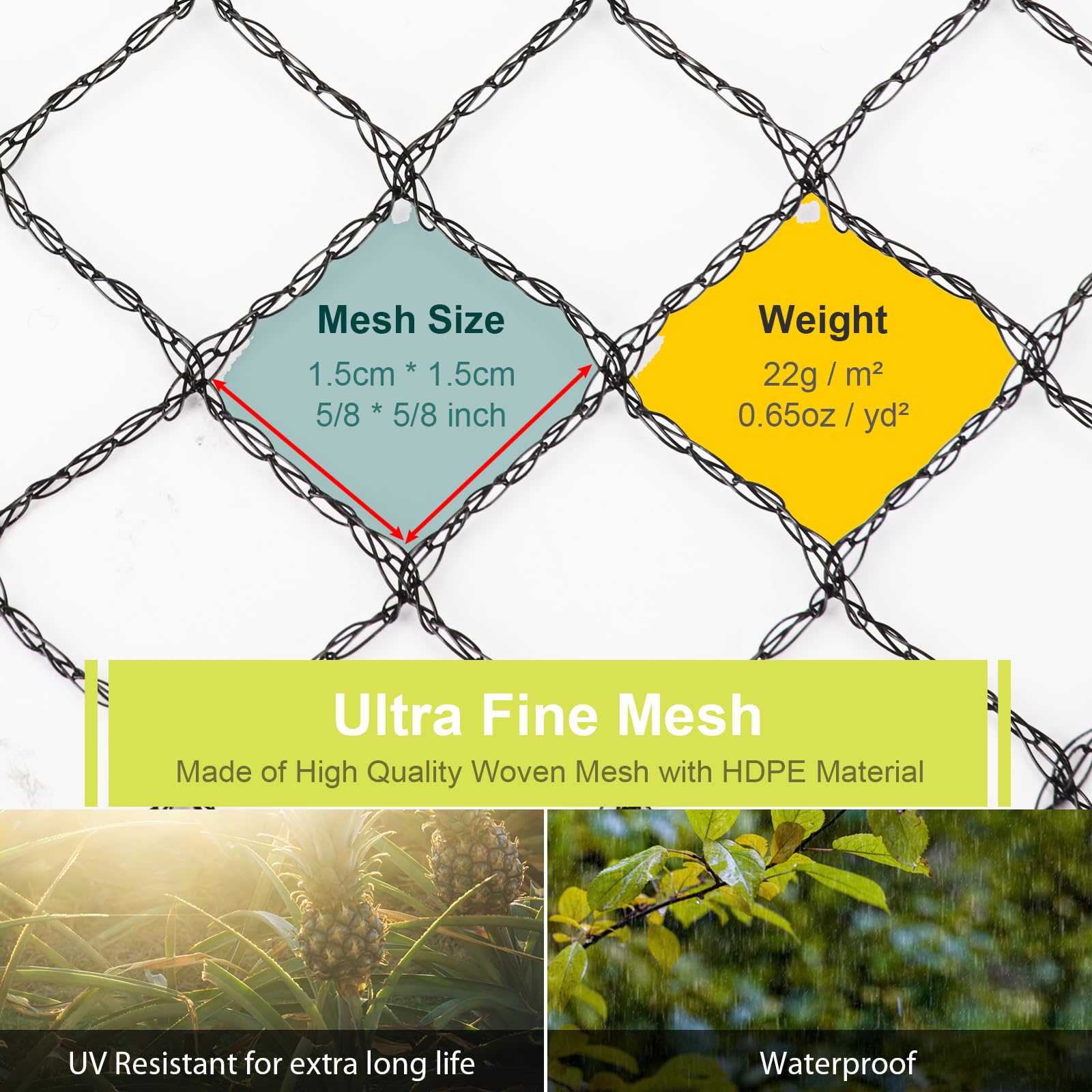 RIFNY Bird Netting close-up showing 5/8 inch mesh