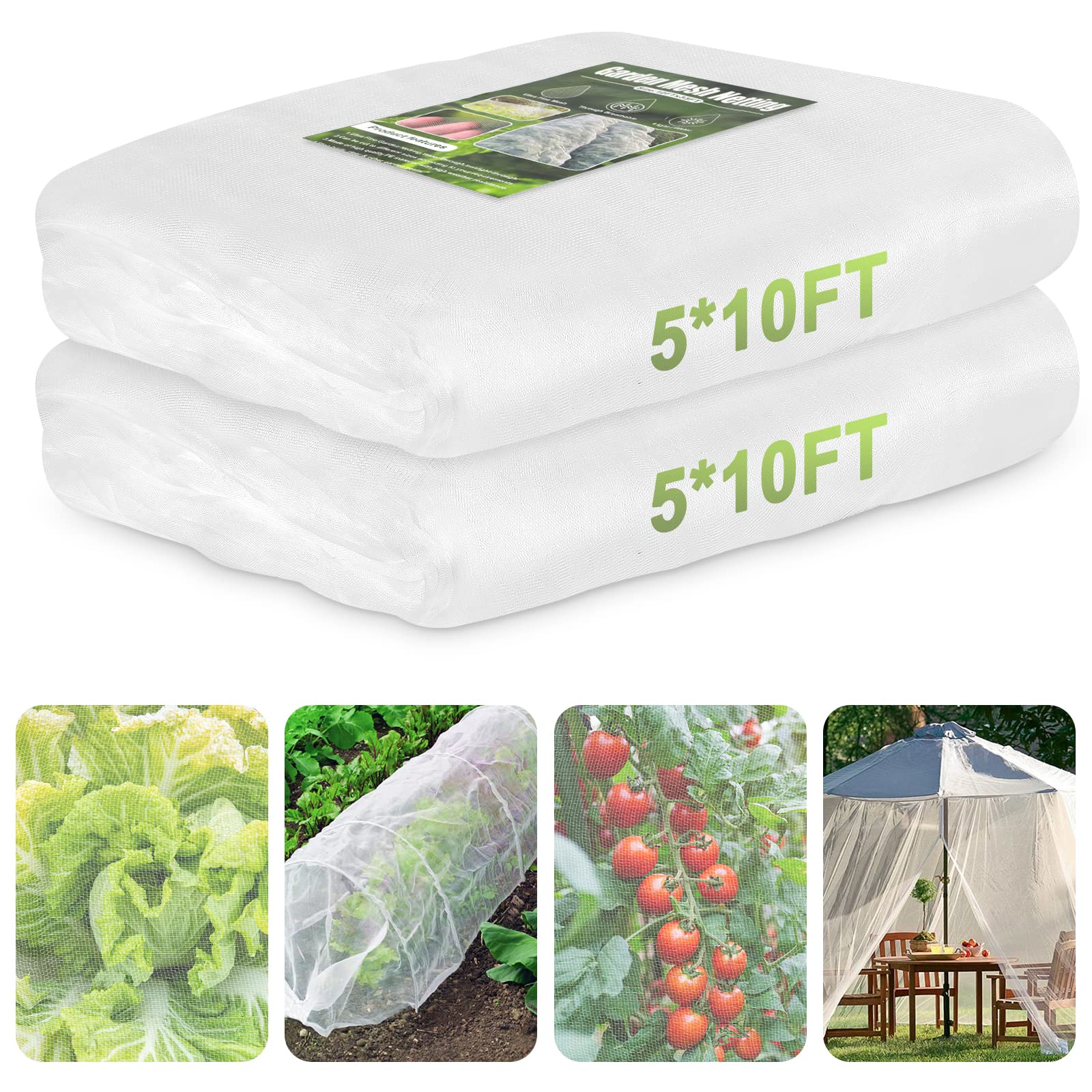 RIFNY Garden Netting 5x10ft white mesh netting front view