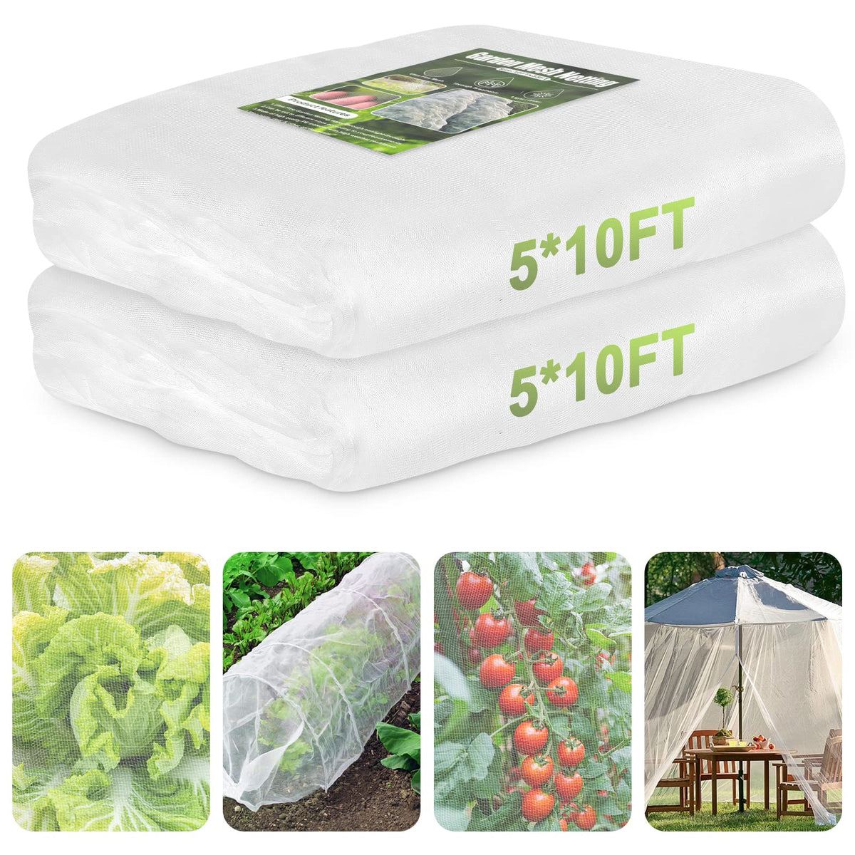 RIFNY Garden Netting 5x10ft white mesh netting front view