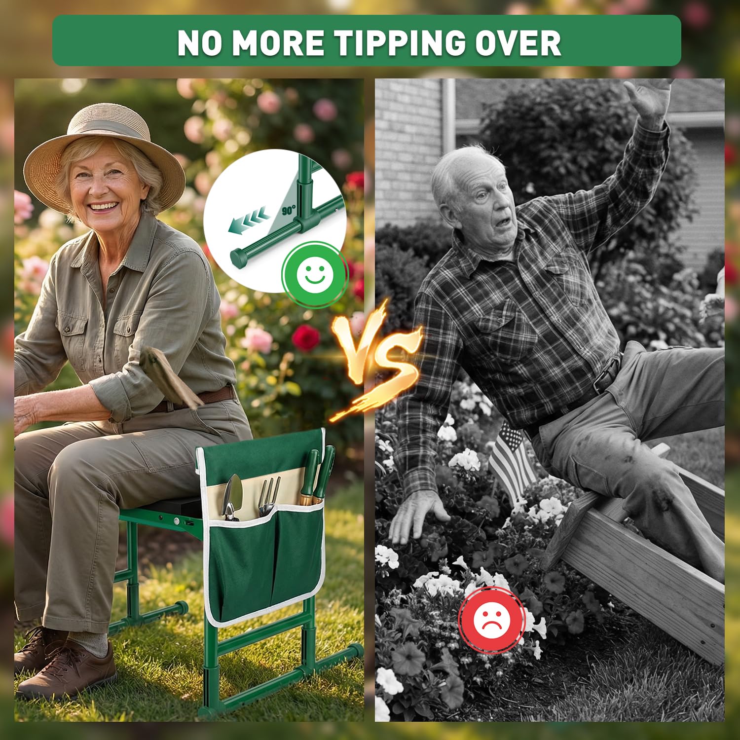 RIFPOD Garden Kneeler and Seat front view with EVA pad