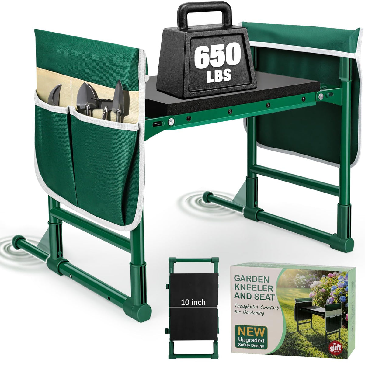 RIFPOD Garden Kneeler and Seat side view in green