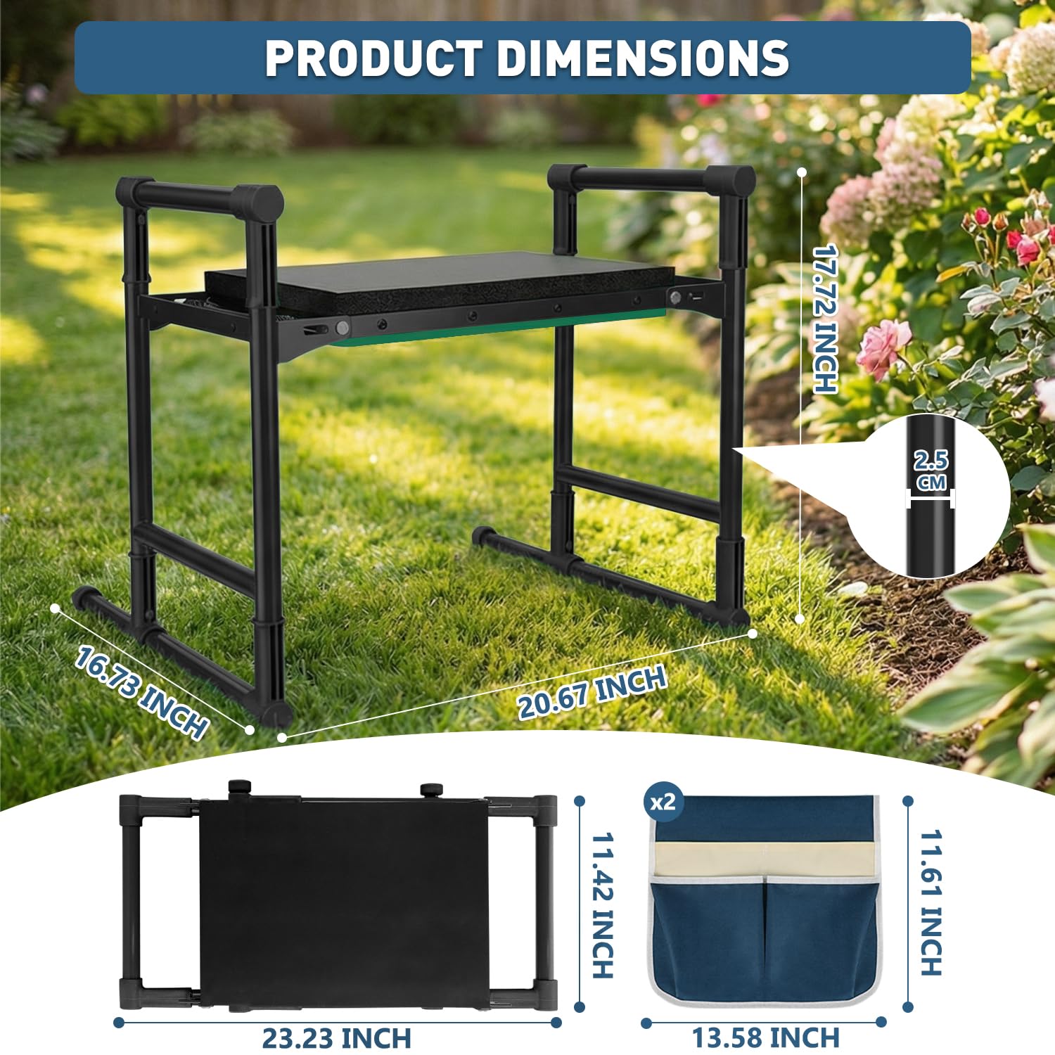 RIFPOD Garden Kneeler and Seat with EVA cushion
