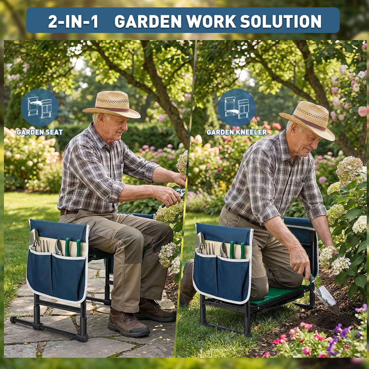 RIFPOD Garden Kneeler in kneeling position