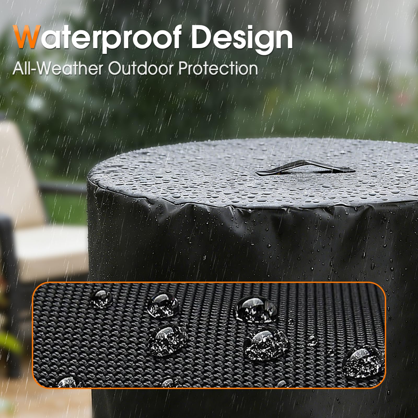 Rilime Fire Pit Cover 30 D x 25 H displayed in outdoor setting