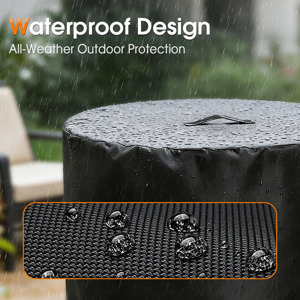 Rilime Fire Pit Cover 30 D x 25 H displayed in outdoor setting