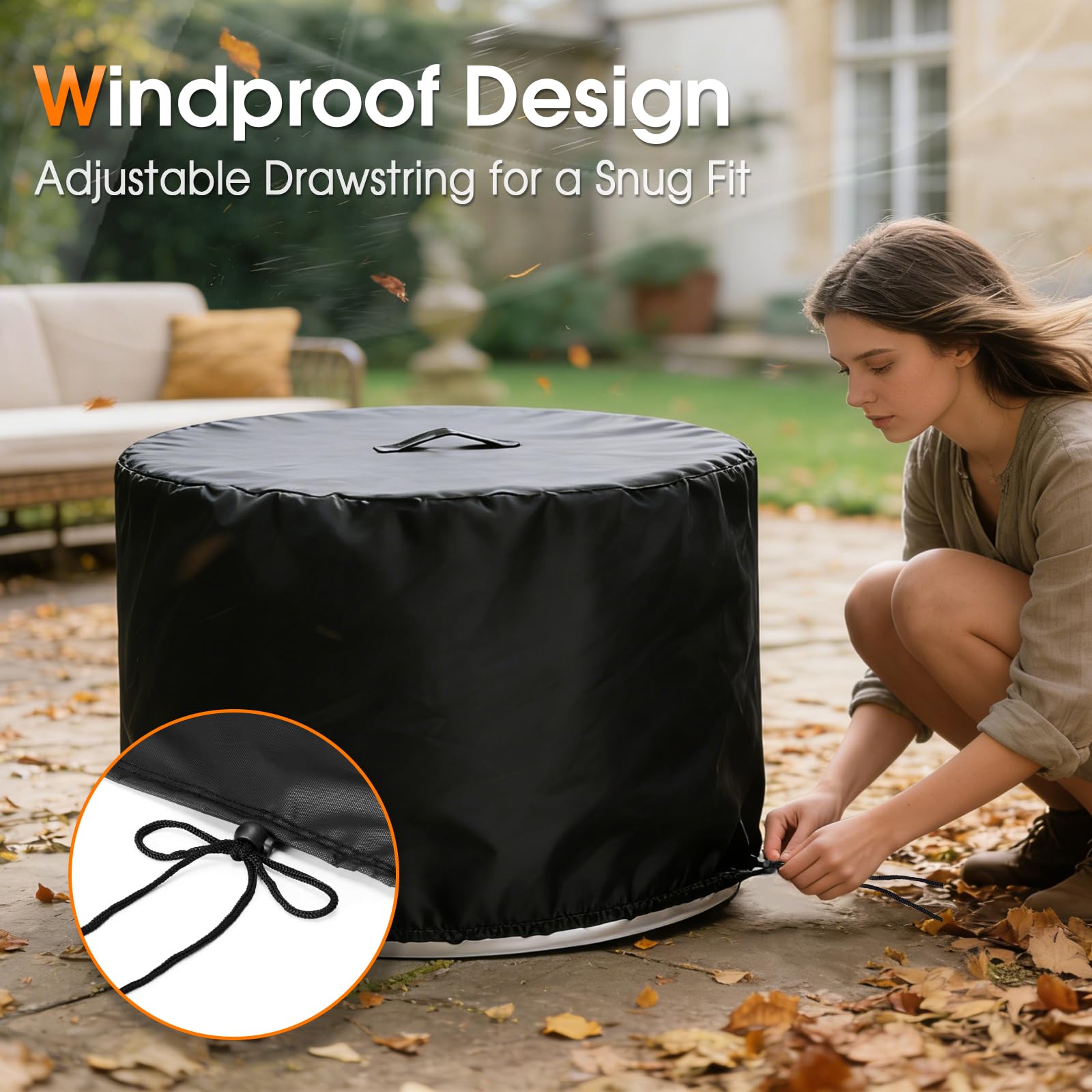 Rilime Fire Pit Cover 30 D x 25 H folded for storage
