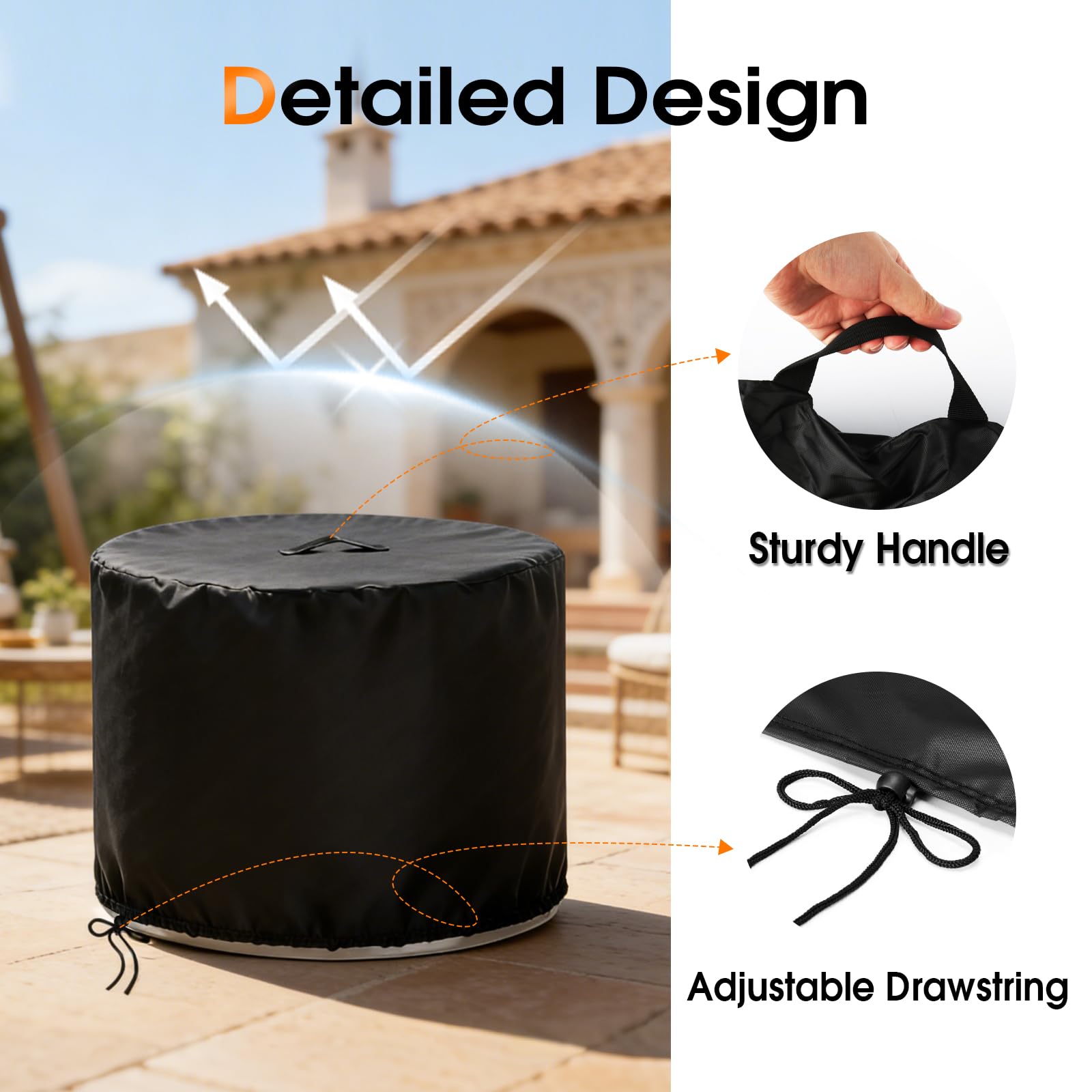 Rilime Fire Pit Cover 30 D x 25 H with adjustable drawstring