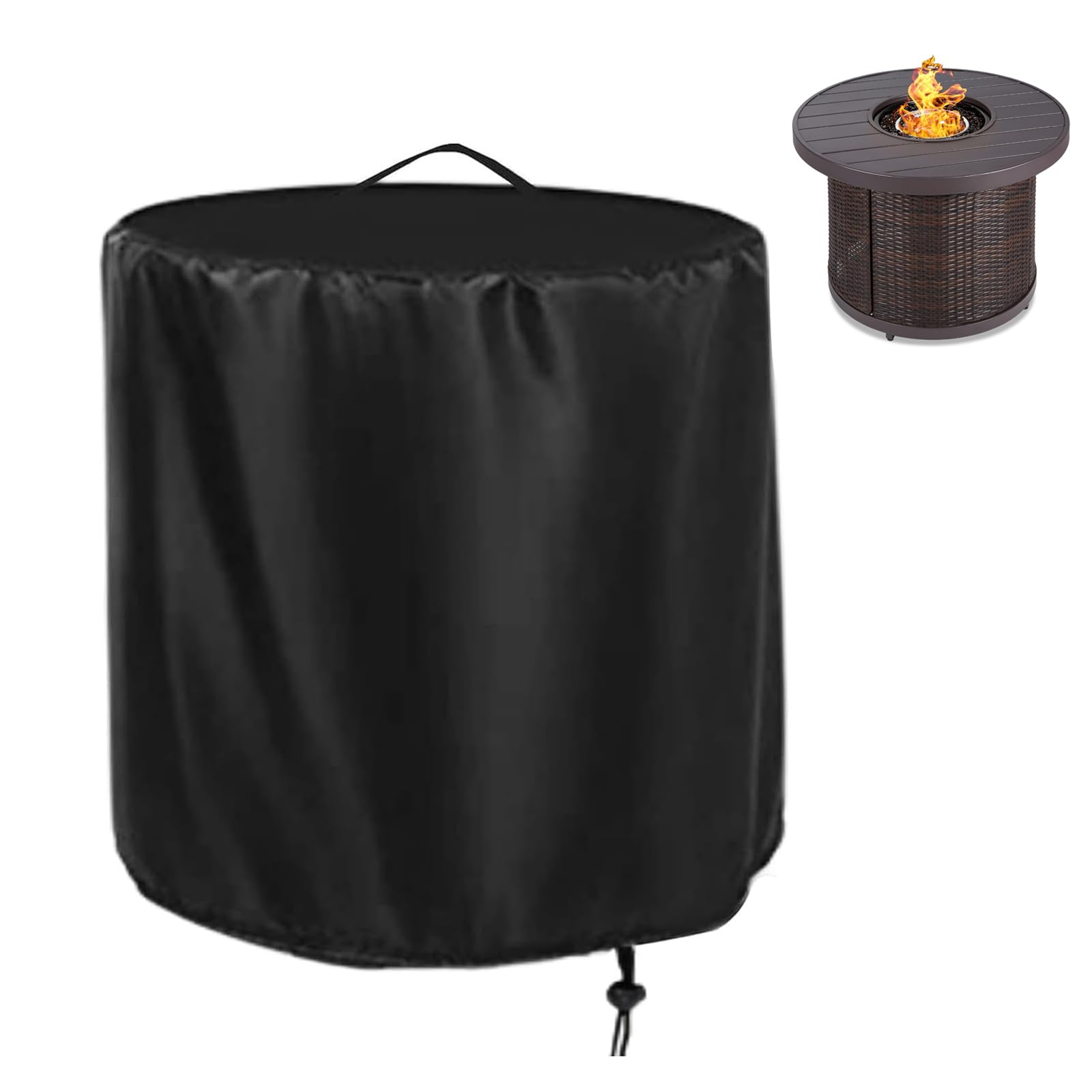 Rilime Fire Pit Cover 32 inch round black model front view