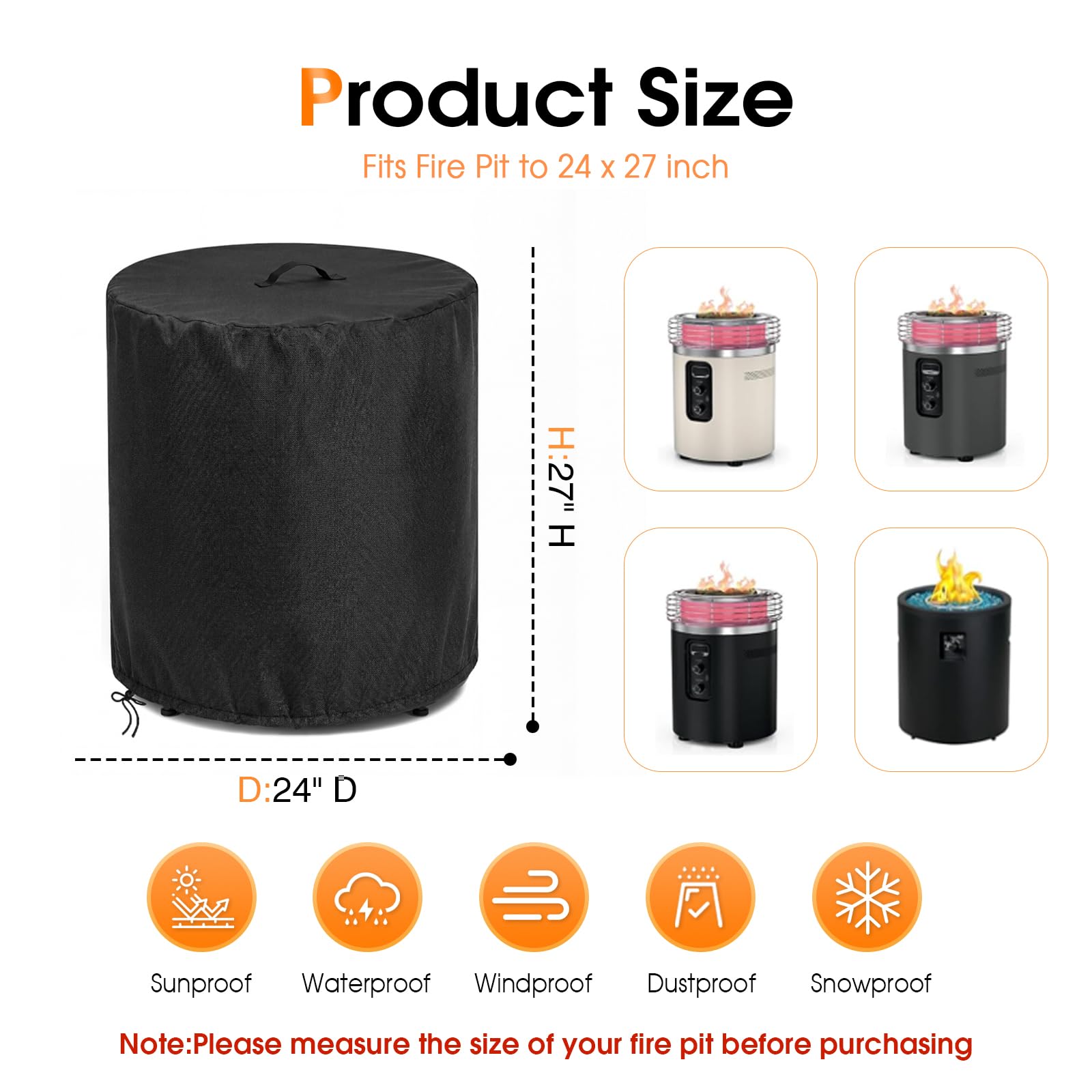 Rilime Fire Pit Cover showing adjustable drawstring