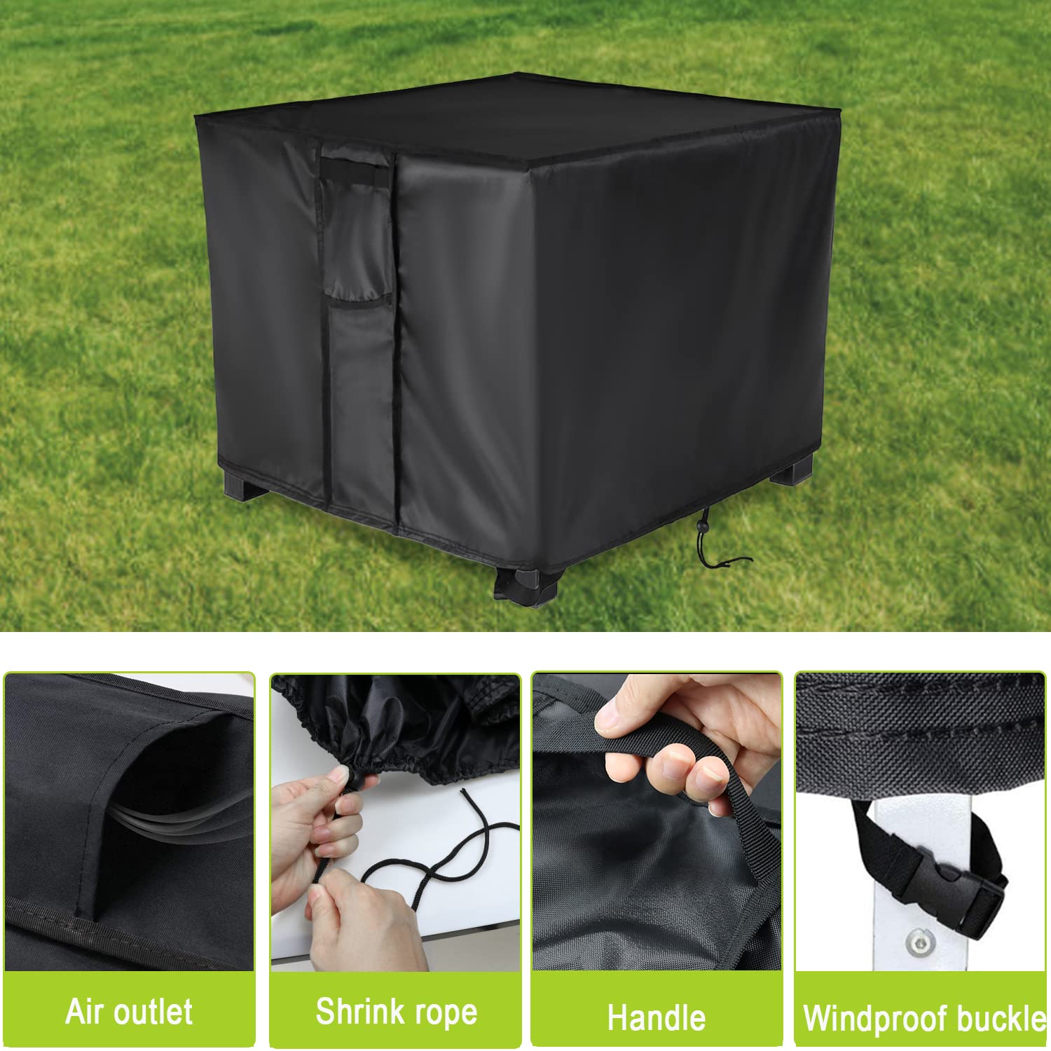 Rilime Fire Pit Cover showing waterproof fabric