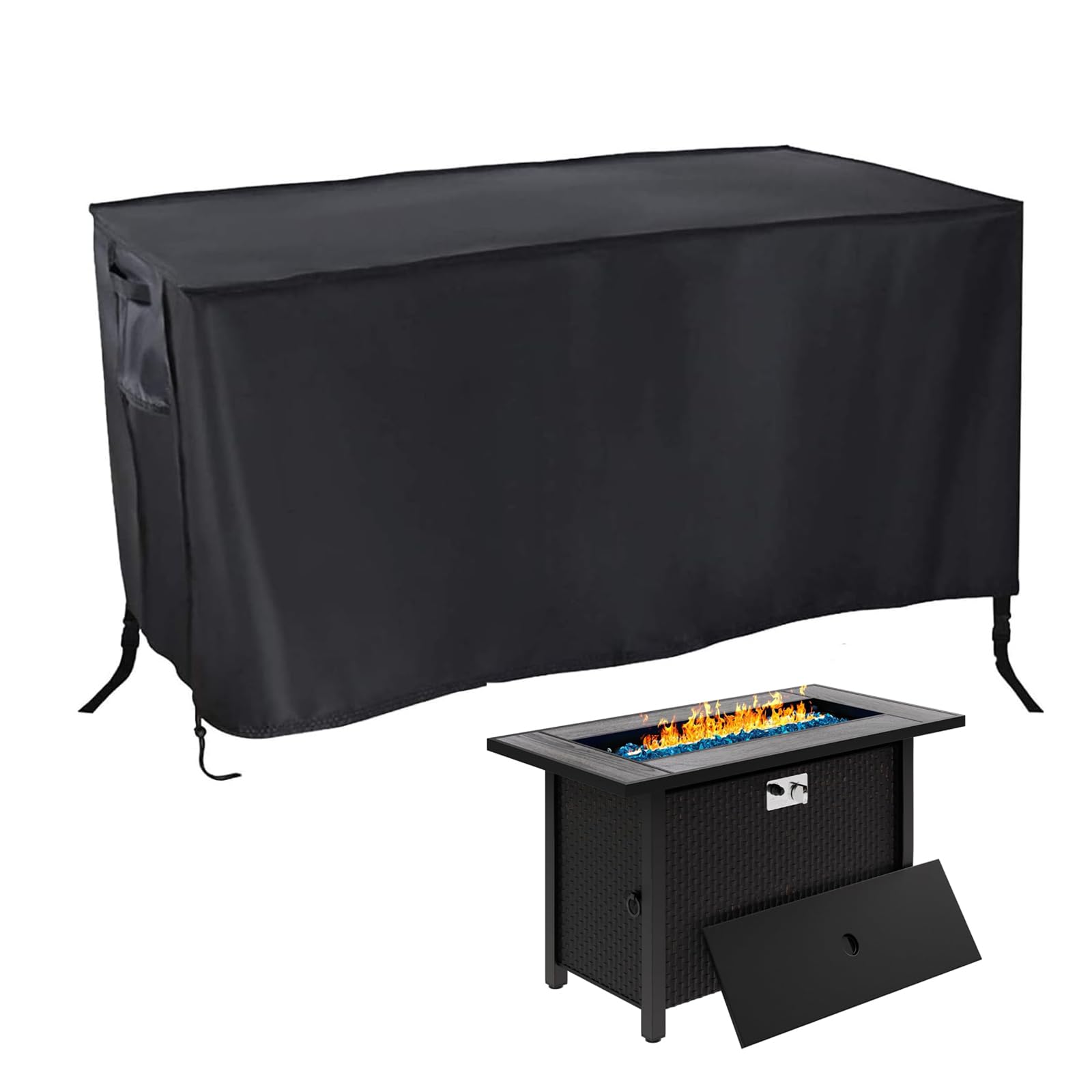 Rilime waterproof fire pit cover 45"L x 23"W front view