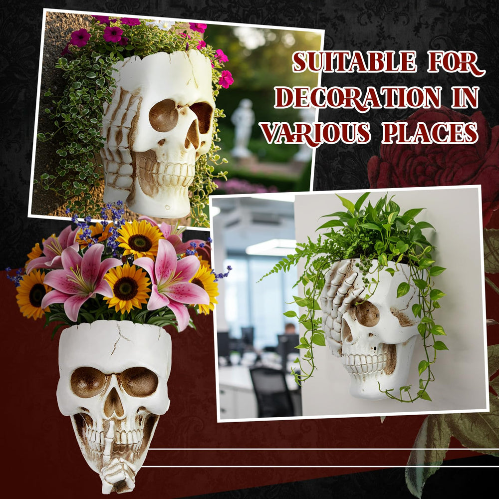 RimCereal Skull Planter close-up showing drainage hole