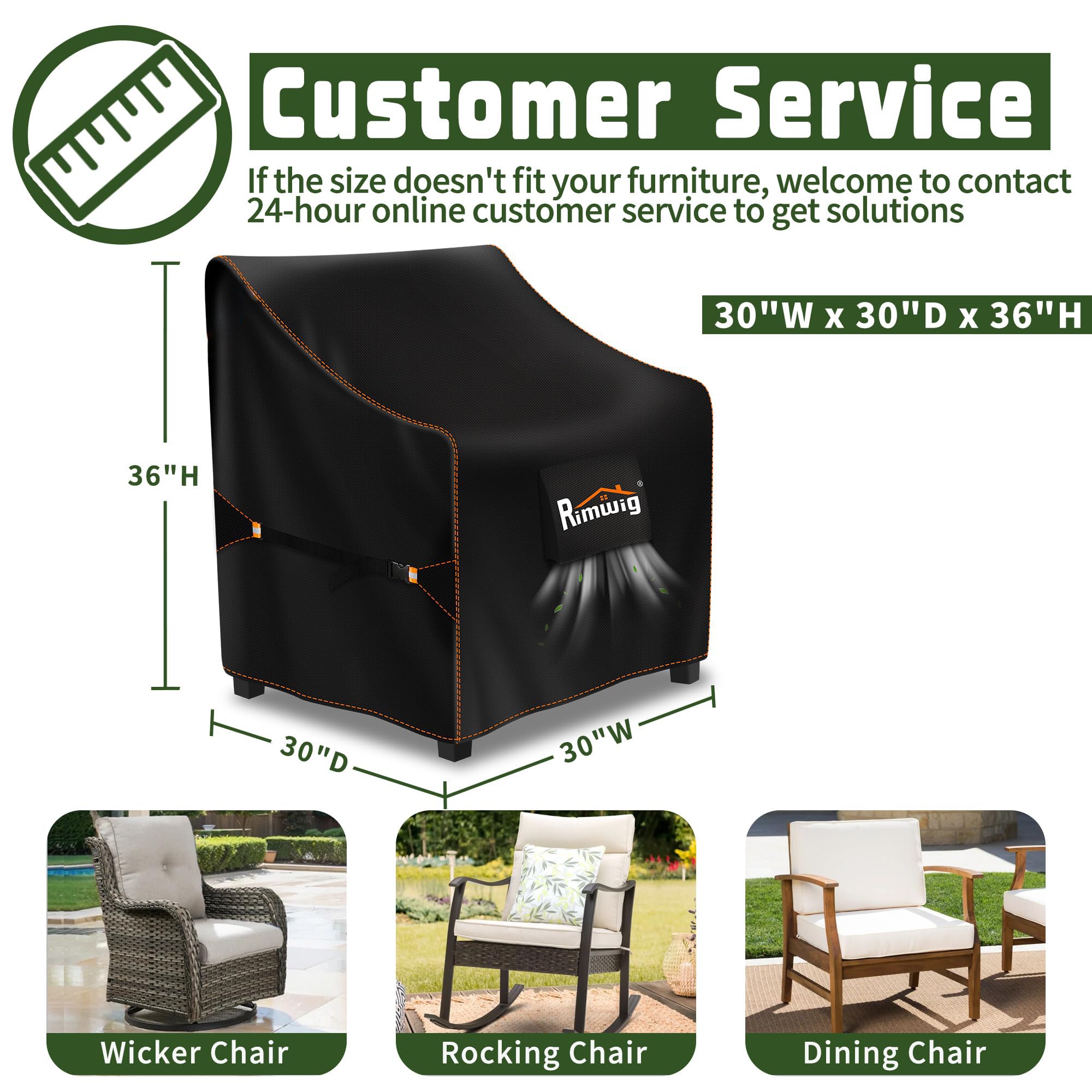 Rimwig patio chair cover with reflective tape