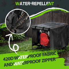 Rimwig Portable Generator Cover laid out flat with dimensions