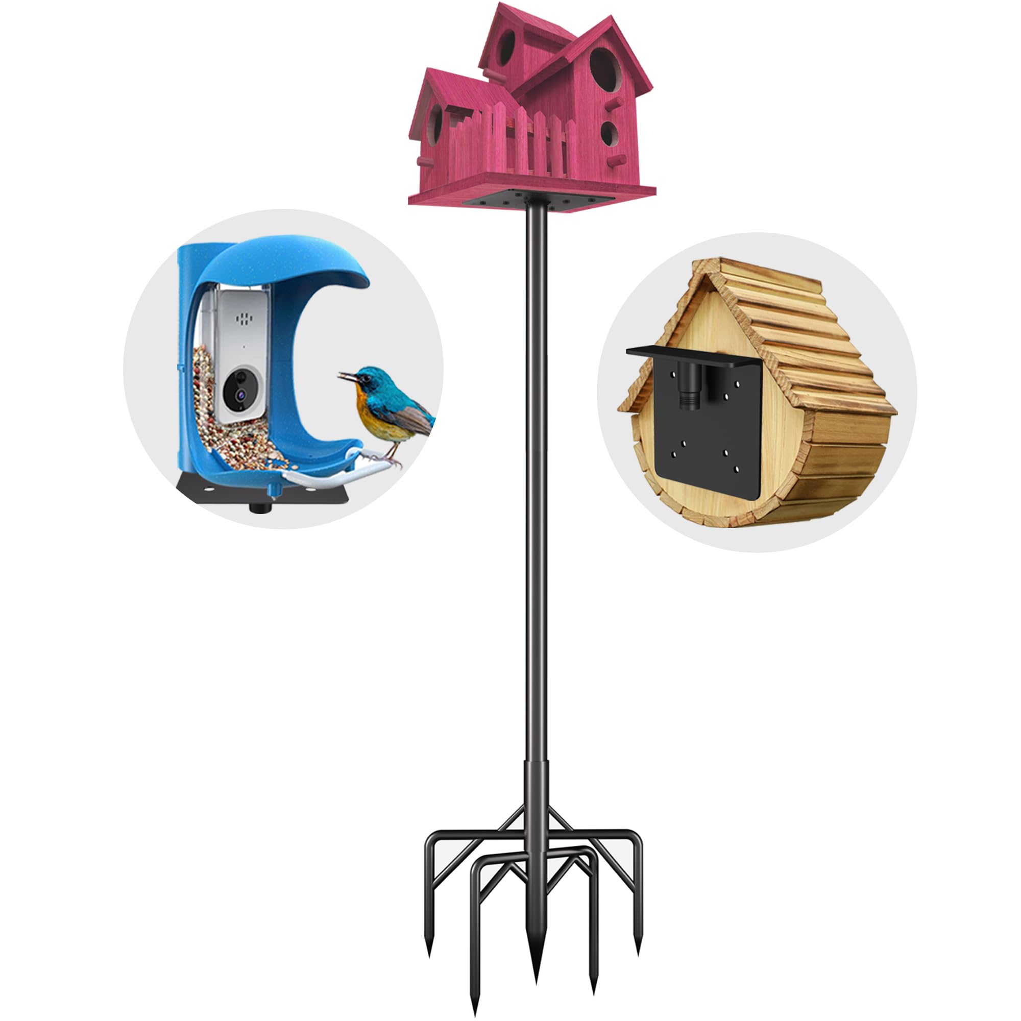 RINLAIN Bird Feeder Pole Kit 110 Inch with 5-prong base
