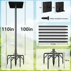RINLAIN Bird Feeder Pole showing adjustable height options