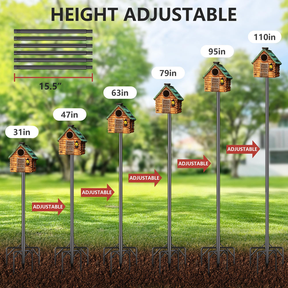RINLAIN Bird Feeder Pole with birds feeding nearby
