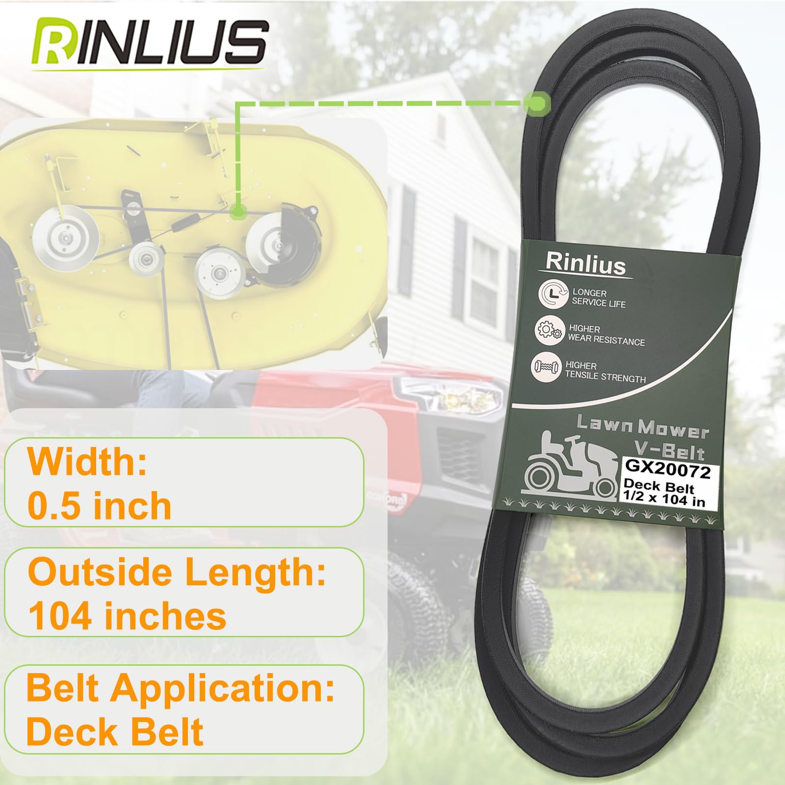 Rinlius Mower Deck Belt attached to a mower