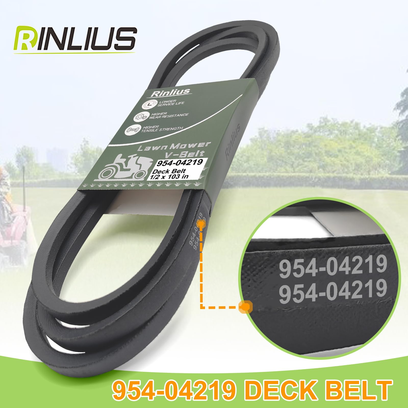 Rinlius Mower Deck Belt installed on lawn mower deck