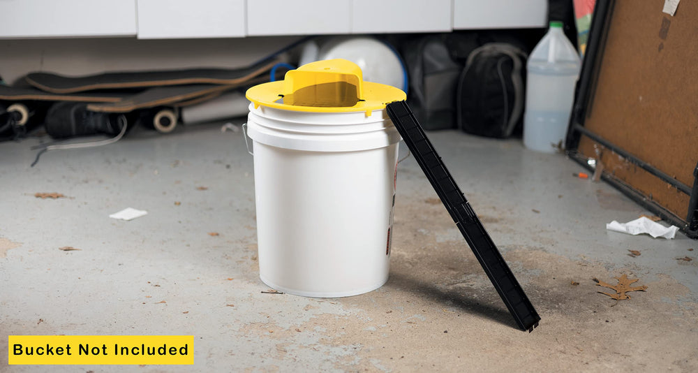 RinneTraps Flip N Slide Mouse Trap setup on bucket
