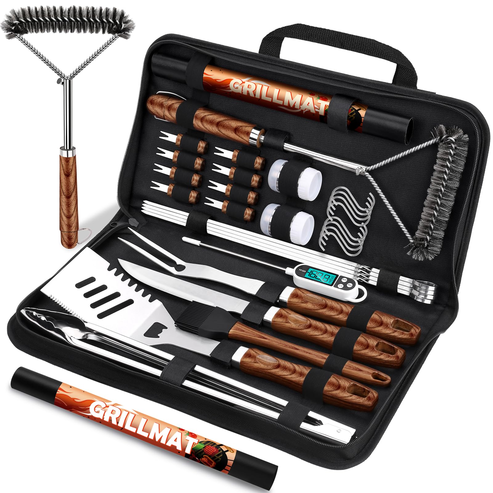 RINPIR 31pcs BBQ Grill Accessories Set in carrying bag
