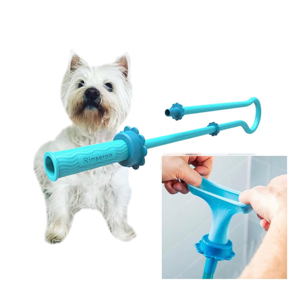 Rinseroo Dog Spot Washer 6ft flexible hose attached to showerhead