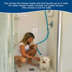 Rinseroo Dog Spot Washer in use, dog being rinsed